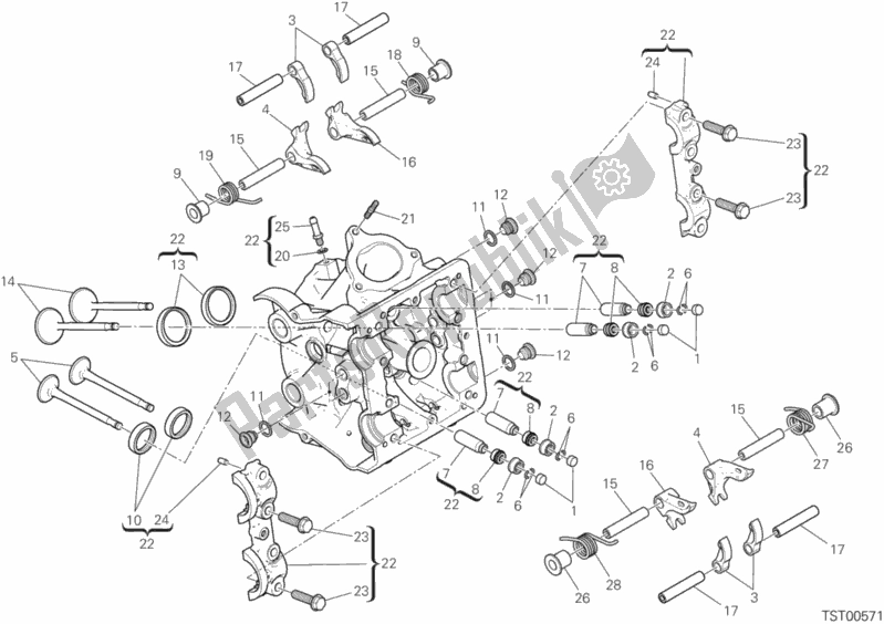 Todas as partes de Cabeça Horizontal do Ducati Hypermotard 939 SP USA 2017
